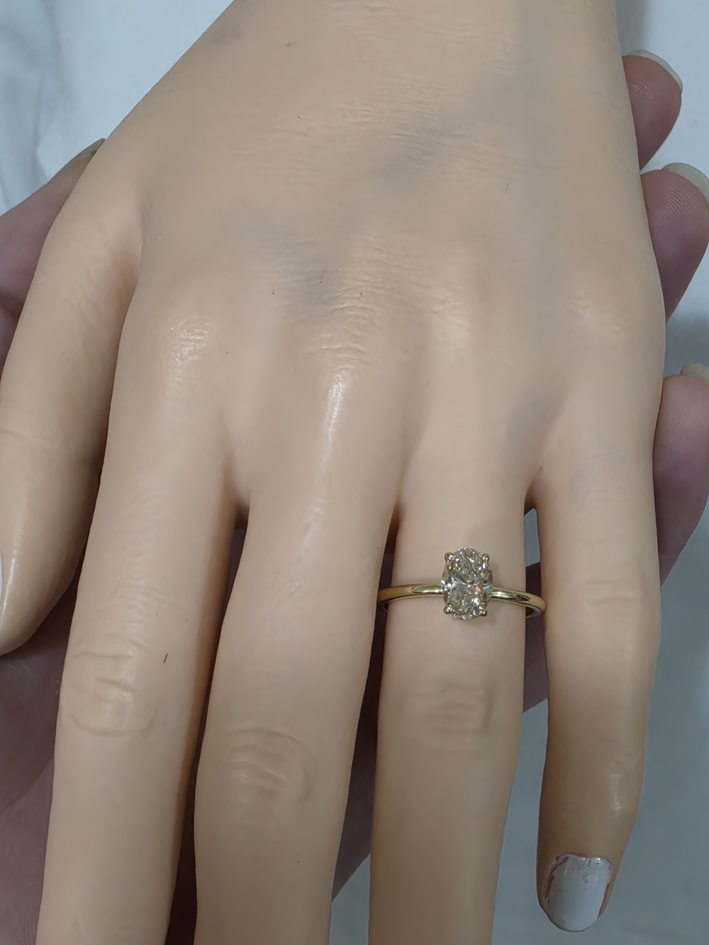GIA 1.01ct. Oval Champagne Solitare Diamond Ring Set In 14kt. Yellow Gold
